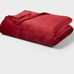 Threshold Red Plush Blanket for Cozy Bedding